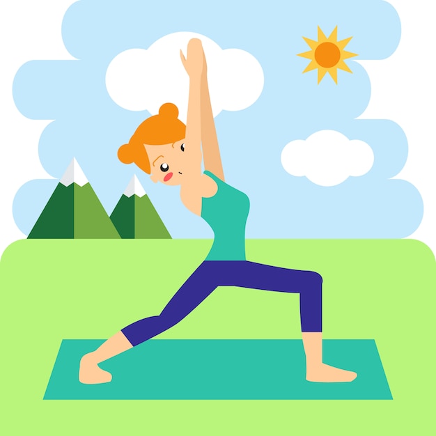 Free Vector  woman practicing yoga in the tree pose. in asana vrikshasana.