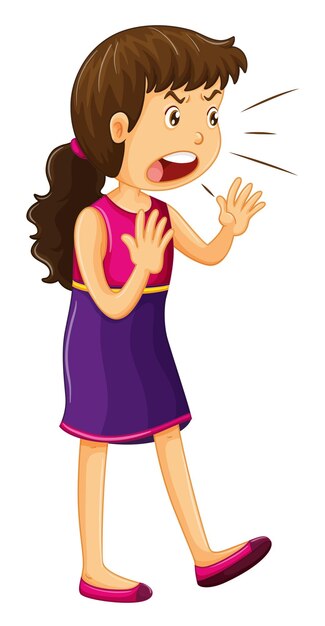 Woman in purple dress shouting