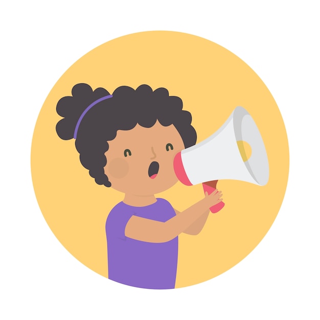 Woman screaming with a megaphone theme