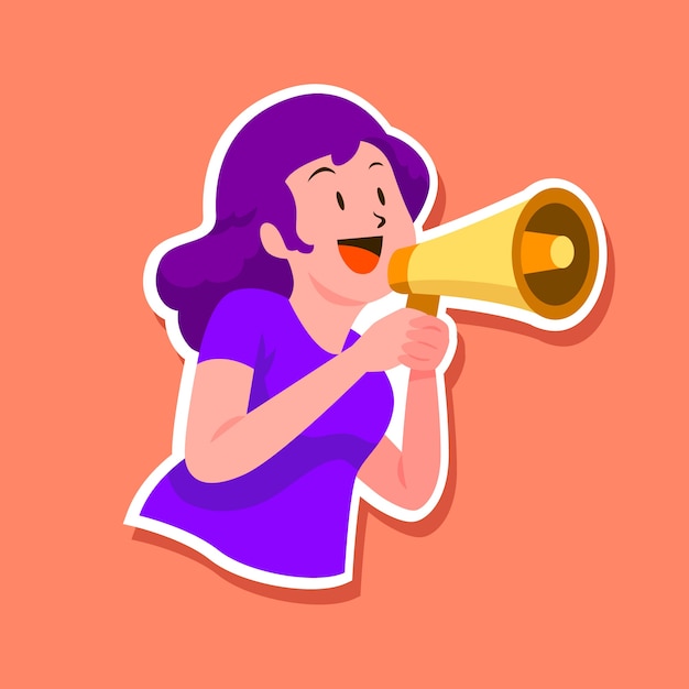 Woman screaming with a megaphone