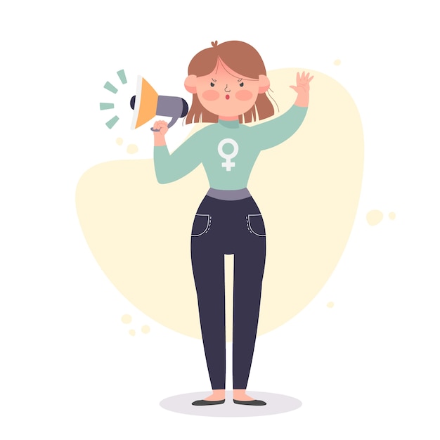 Free Vector woman screaming with a megaphone