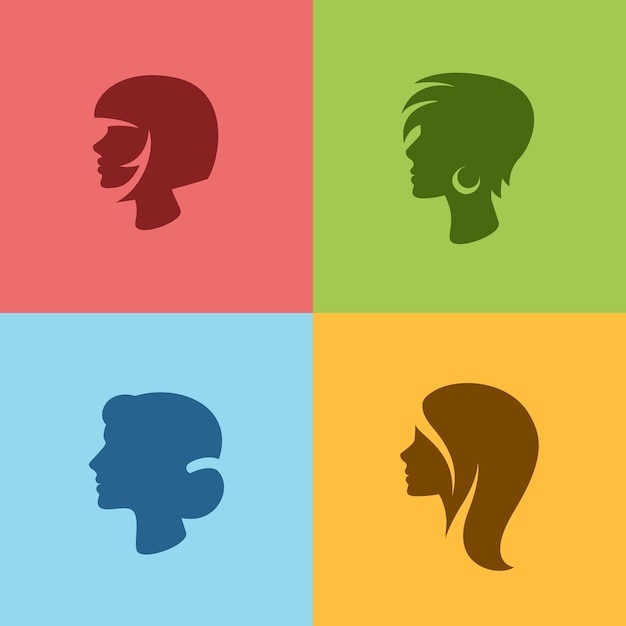 Free Vector woman silhouettes hairstyles set