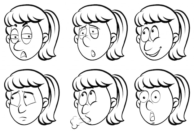 Free Vector woman and six different emotions