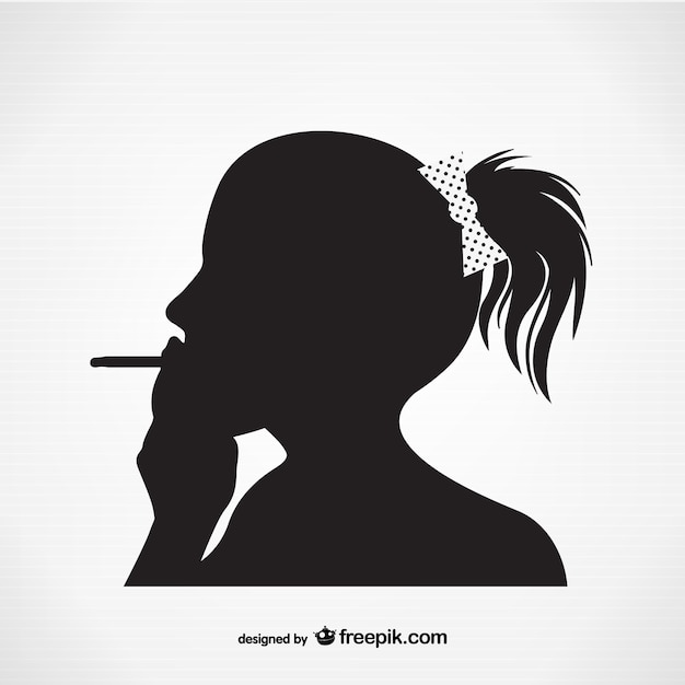 Free Vector woman smoking silhouette 