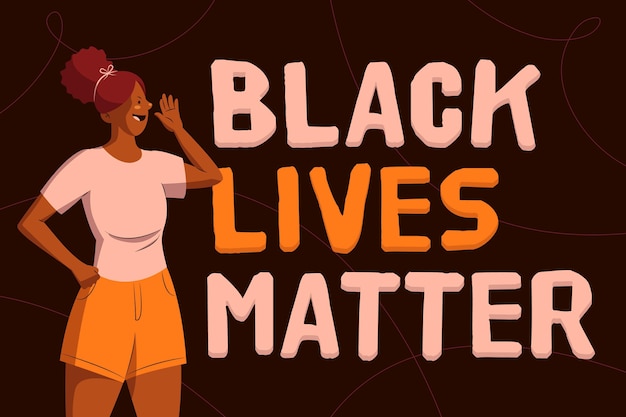 Free vector woman supporting the black lives matter movement illustrated