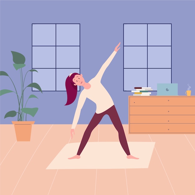 Woman training at home concept