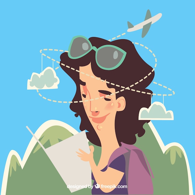 Free Vector woman traveling