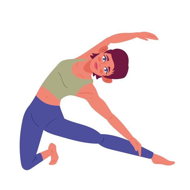 woman in triangle yoga position