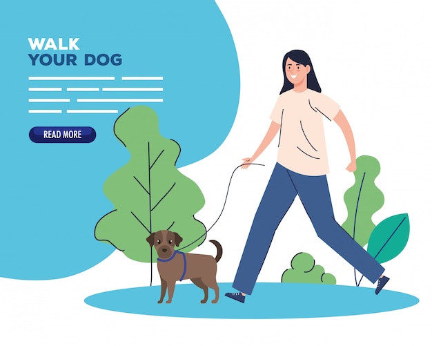 Woman walking your dog in the park