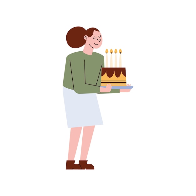 Free Vector woman with a cake