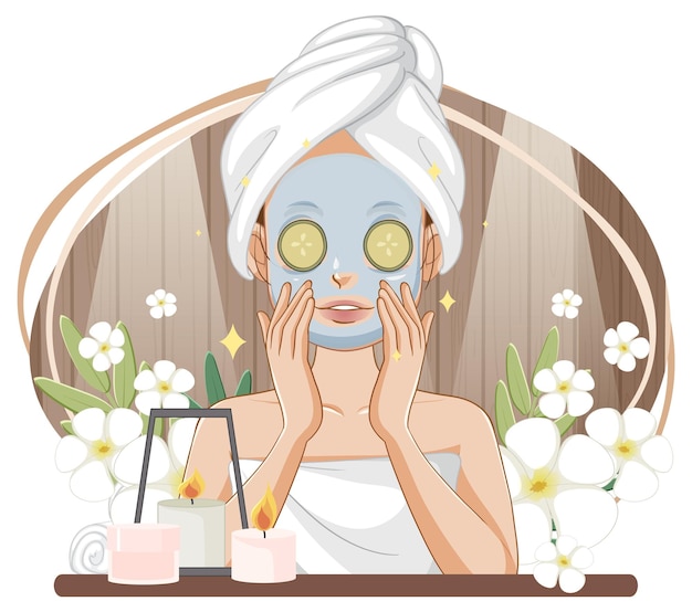 Free Vector woman with facial mask