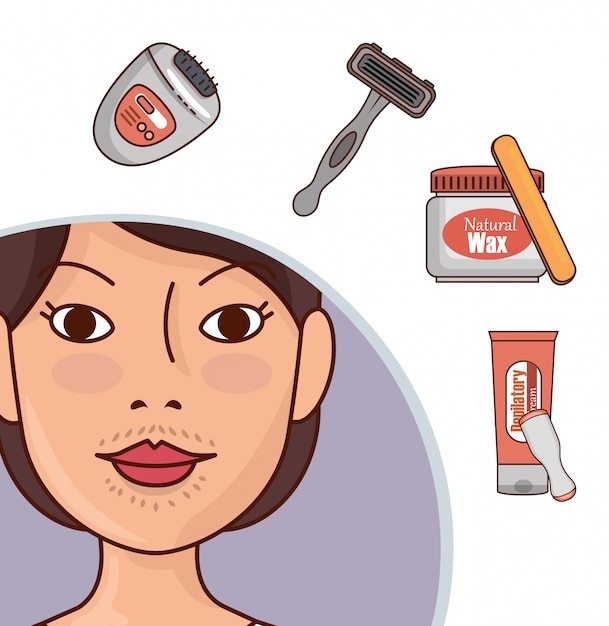 Free Vector woman with hair removal tools