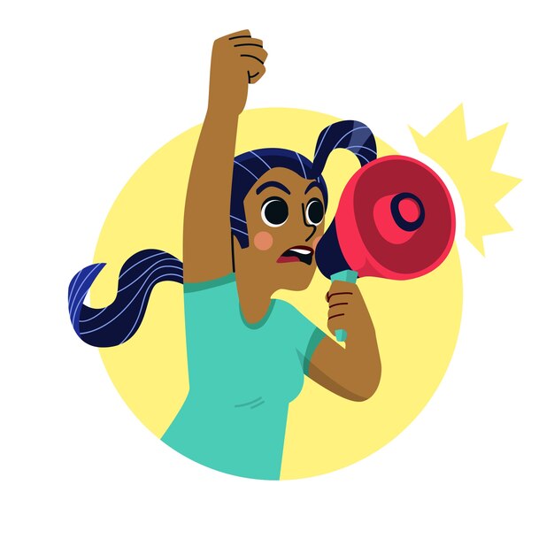 Woman with megaphone screaming design