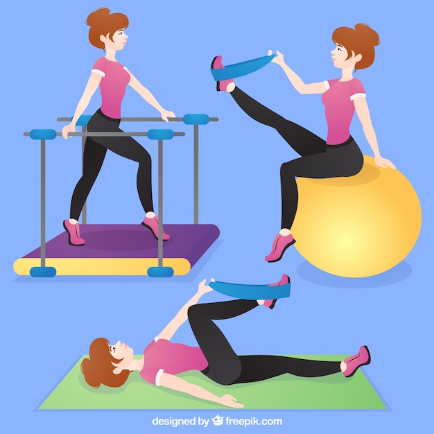 Free Vector woman with rehabilitation exercises