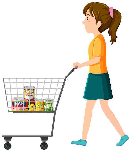 Free Vector woman with shopping cart vector