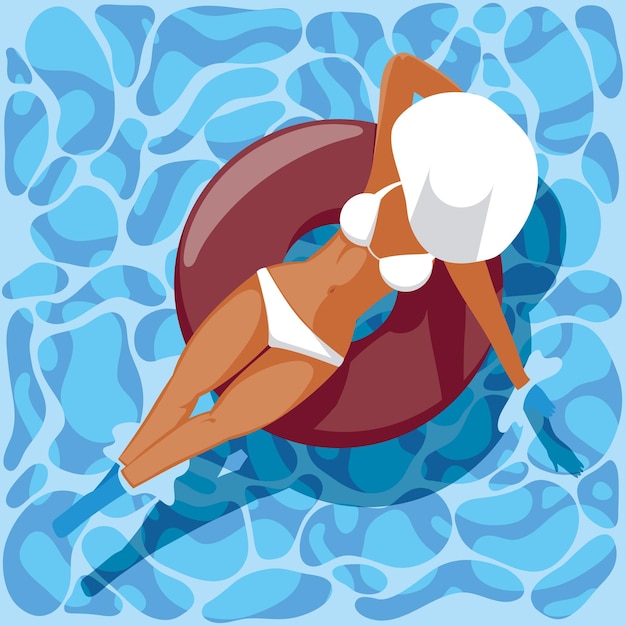 Free Vector woman with swimsuit in float scene