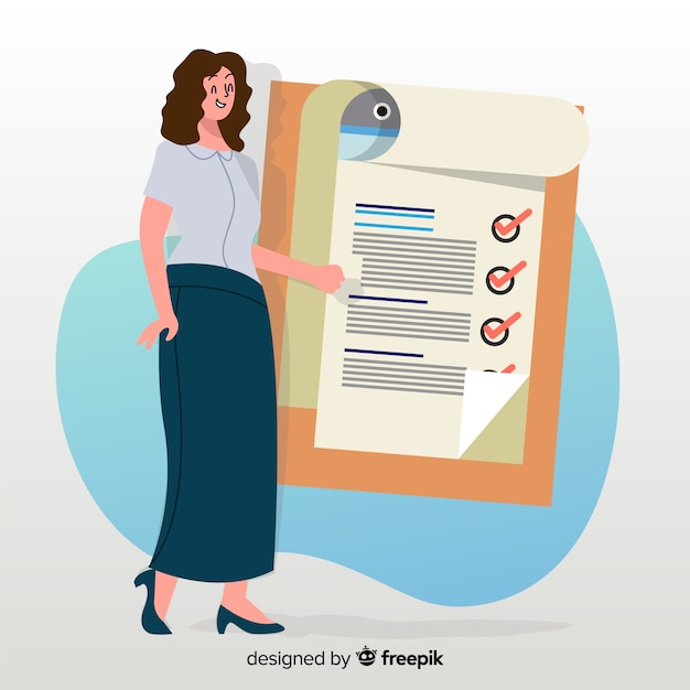 Woman working on checklist background