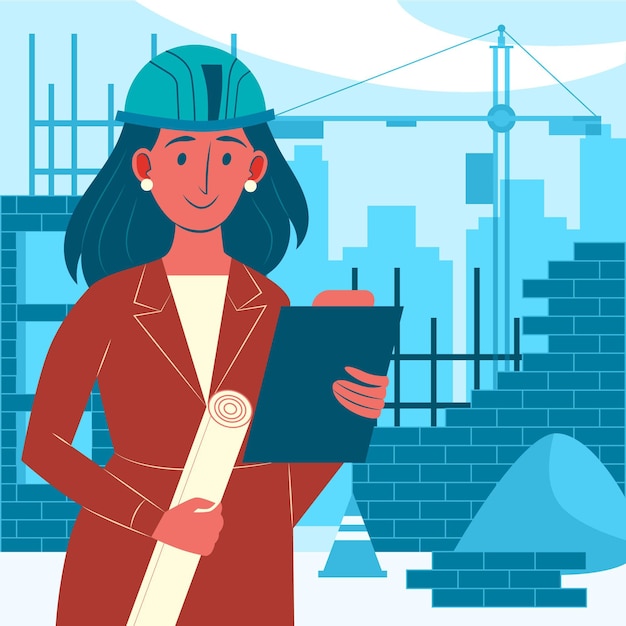 Free Vector woman working on construction