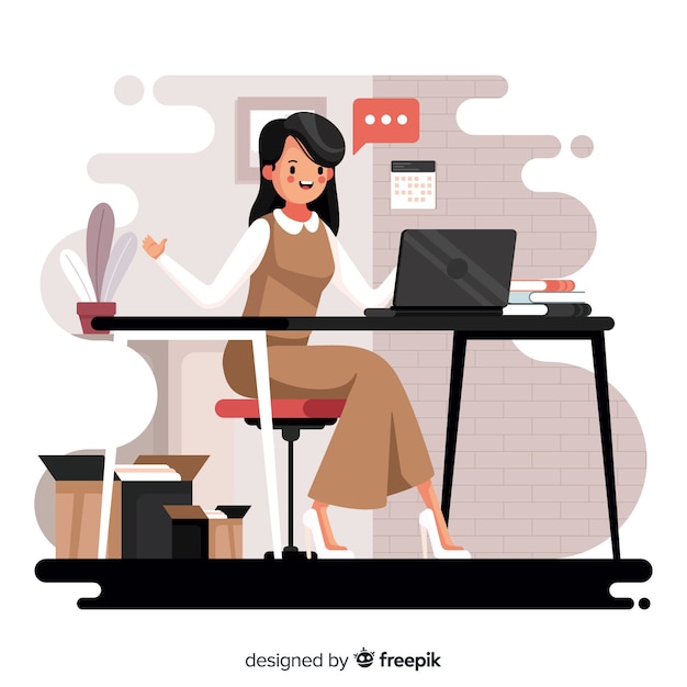 Free Vector woman working at the office