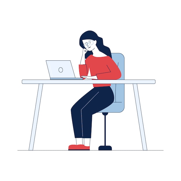 Free Vector woman working with laptop