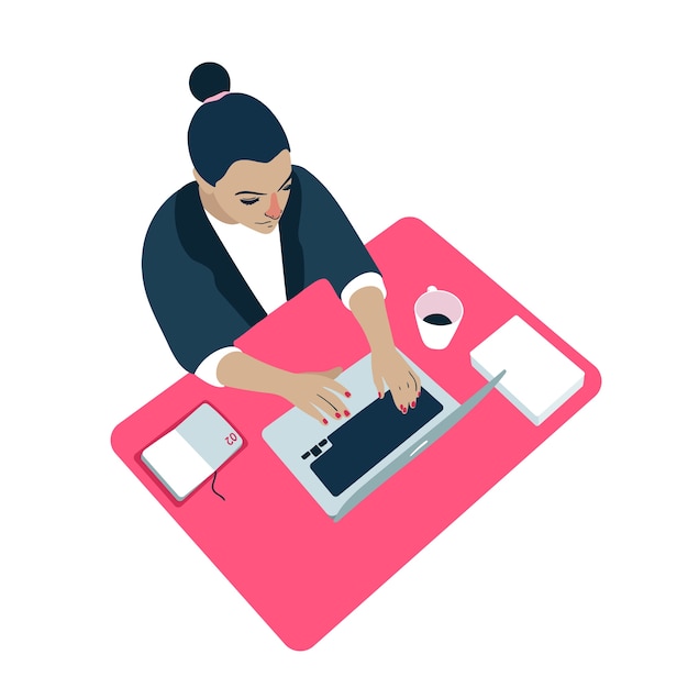 Woman workplace computer illustration