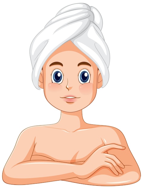 Free Vector a woman wrapped hair with towel