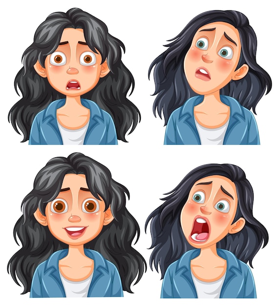 Free Vector womans various facial expressions