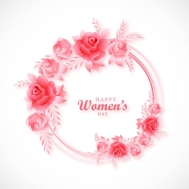 Women day background with flowers frame card design