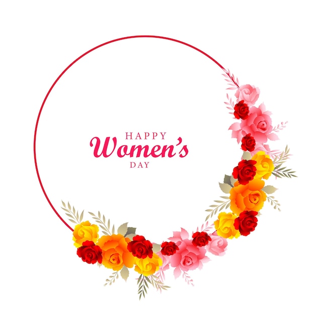 Women day background with flowers frame card design