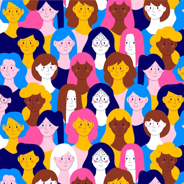 Women faces pattern for women's day