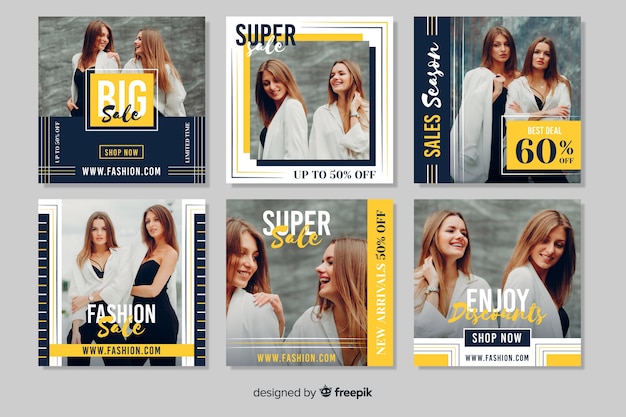 Free Vector women fashion sale instagram post collection