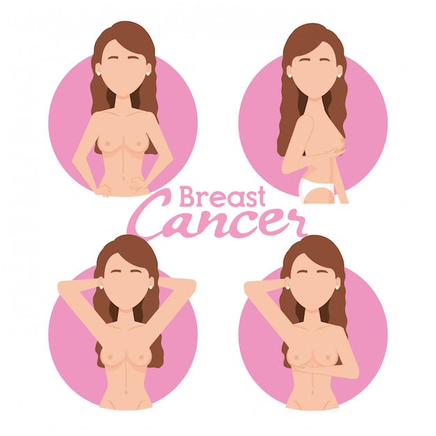 Women figures with breast cancer test