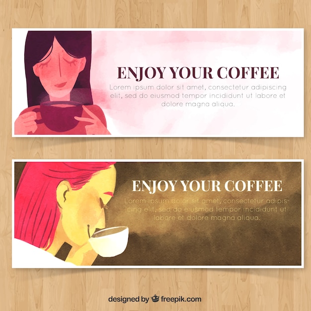 Women having a cup of coffee banners