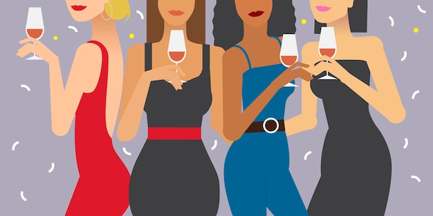 Free Vector women at a party illustration