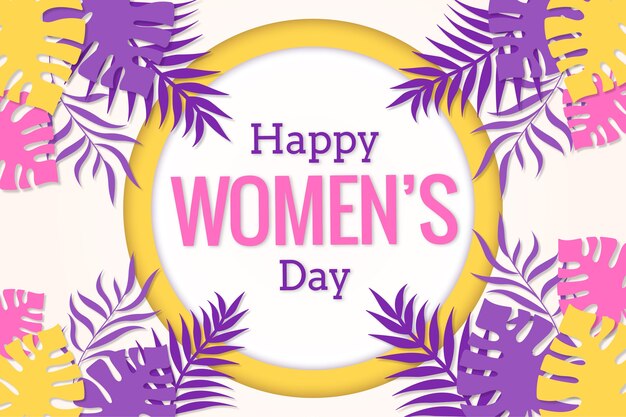 Women's day background with leaves