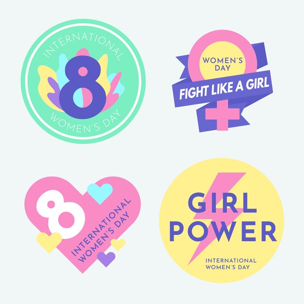 Women's day badge collection in flat design