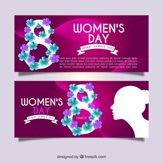 Free Vector women's day banners with floral details