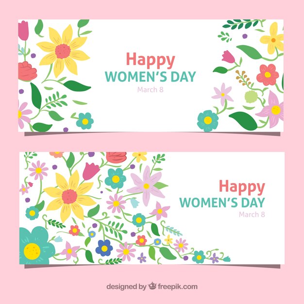 Women's day celebration flower banners