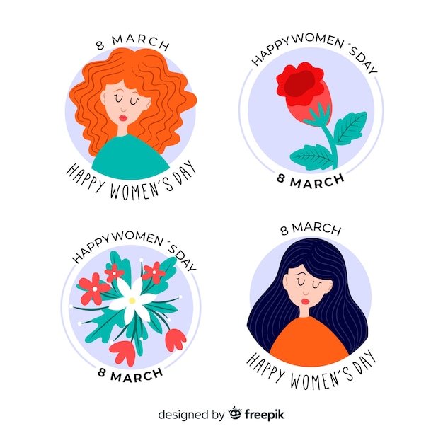 Free Vector women's day label collection