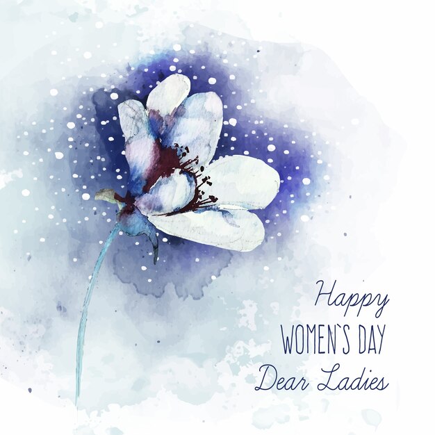 Women's day lettering with beautiful watercolor flower