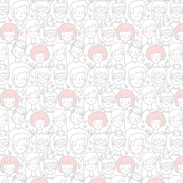 Women's day pattern with women faces