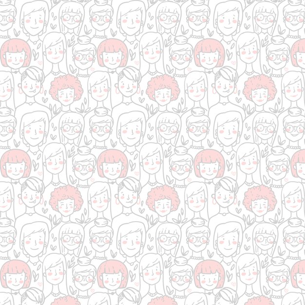 Women's day pattern with women faces