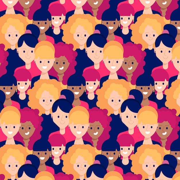 Free Vector women's day pattern with women faces