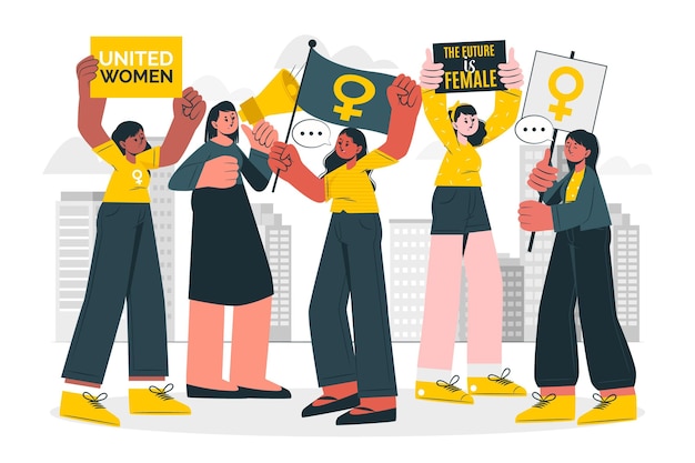 Free Vector women's day protest concept illustration