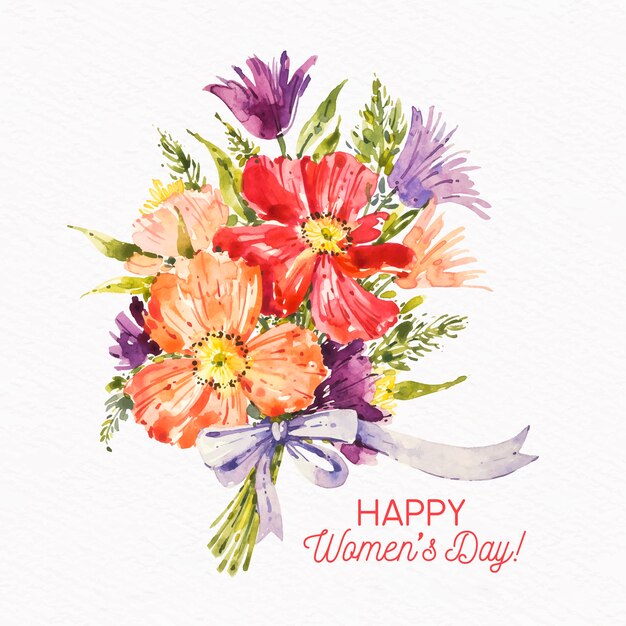 Women's day watercolor bouquet of flowers