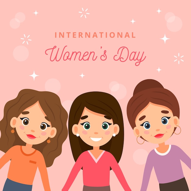 Women's day with cartoon women