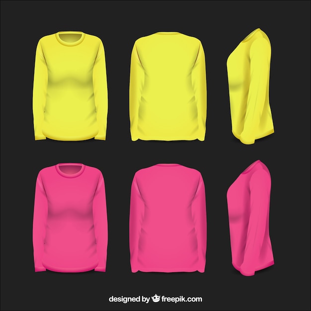 Free vector women's jersey in different views with realistic style