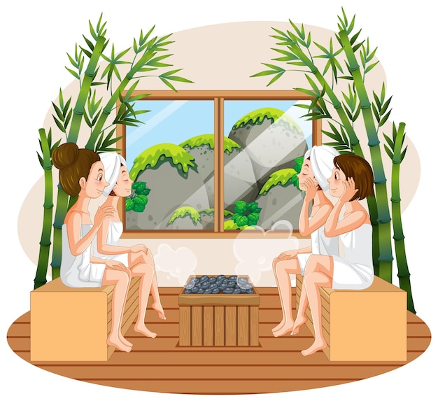 Free Vector women in sauna room