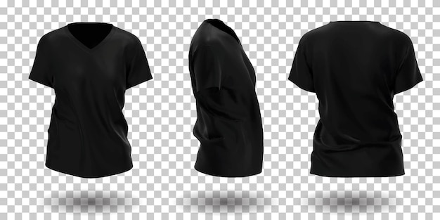 Free Vector women short sleeves black t-shirt mockup