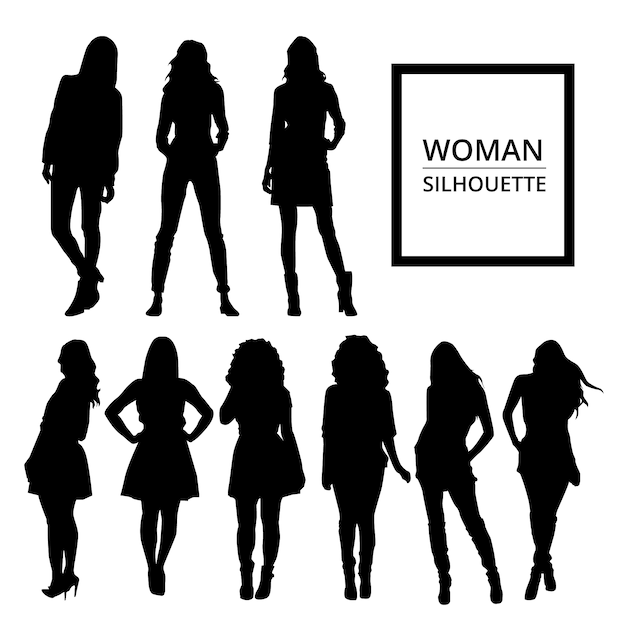 Women silhouettes in casual clothes